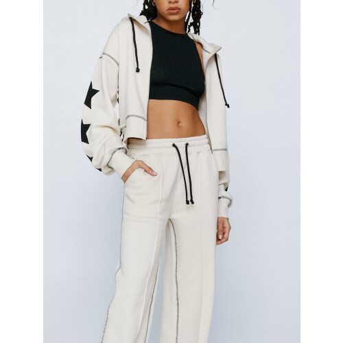 (M, White) Γυναικείο Φούτερ με Cropped Jacket 1