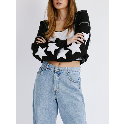 (M, Black) Γυναικείο Φούτερ με Cropped Jacket 1