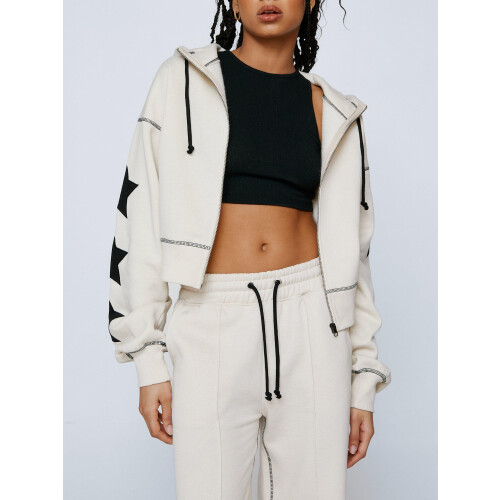 (M, White) Γυναικείο Φούτερ με Cropped Jacket 2