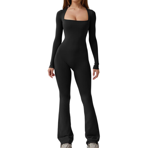 (M, Black) Γυναικεία Ολόσωμη Φόρμα, Φθινοπωρινή Clubwear