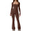 (M, Dark Brown) Γυναικεία Ολόσωμη Φόρμα, Φθινοπωρινή Clubwear 1