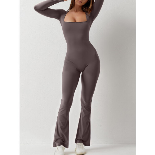 (XL, Grayish Coffee) Γυναικεία Ολόσωμη Φόρμα, Φθινοπωρινή Clubwear 2