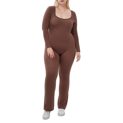 (M, Dark Brown) Γυναικεία Ολόσωμη Φόρμα, Φθινοπωρινή Clubwear 1