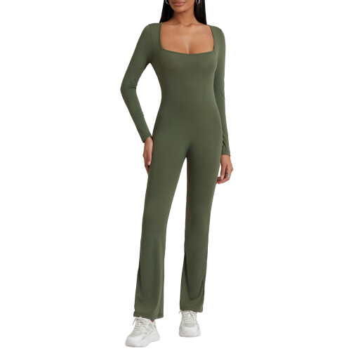(L, Army Green) Γυναικεία Ολόσωμη Φόρμα, Φθινοπωρινή Clubwear 1