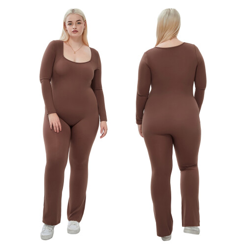 (M, Dark Brown) Γυναικεία Ολόσωμη Φόρμα, Φθινοπωρινή Clubwear 2