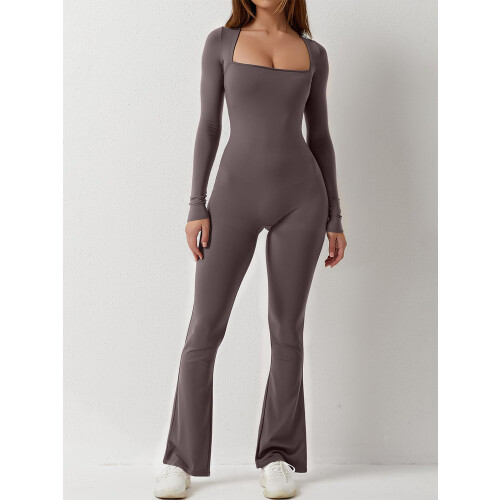 (XL, Grayish Coffee) Γυναικεία Ολόσωμη Φόρμα, Φθινοπωρινή Clubwear 1
