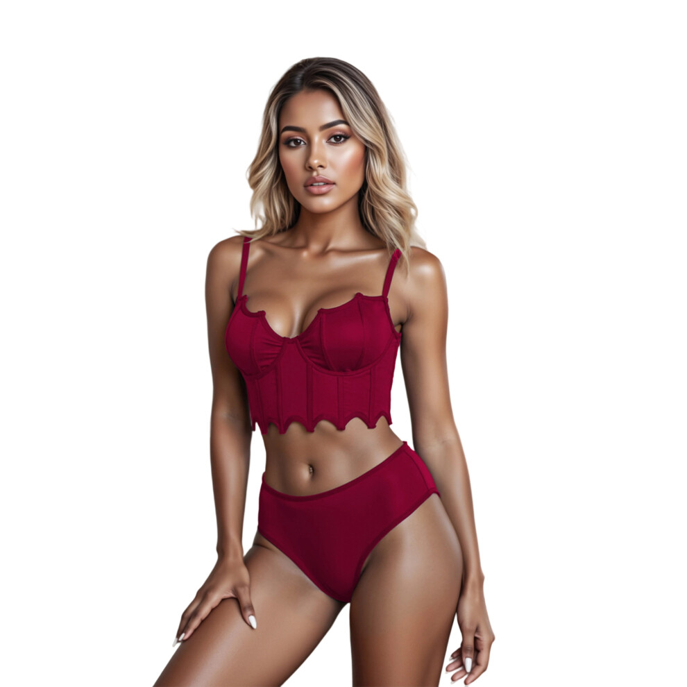 Red (L, ) Women Halloween Babydoll Lingerie Set Bat Corset Camisole Bra And Elastic Panty Set For Naughty Sleepwear