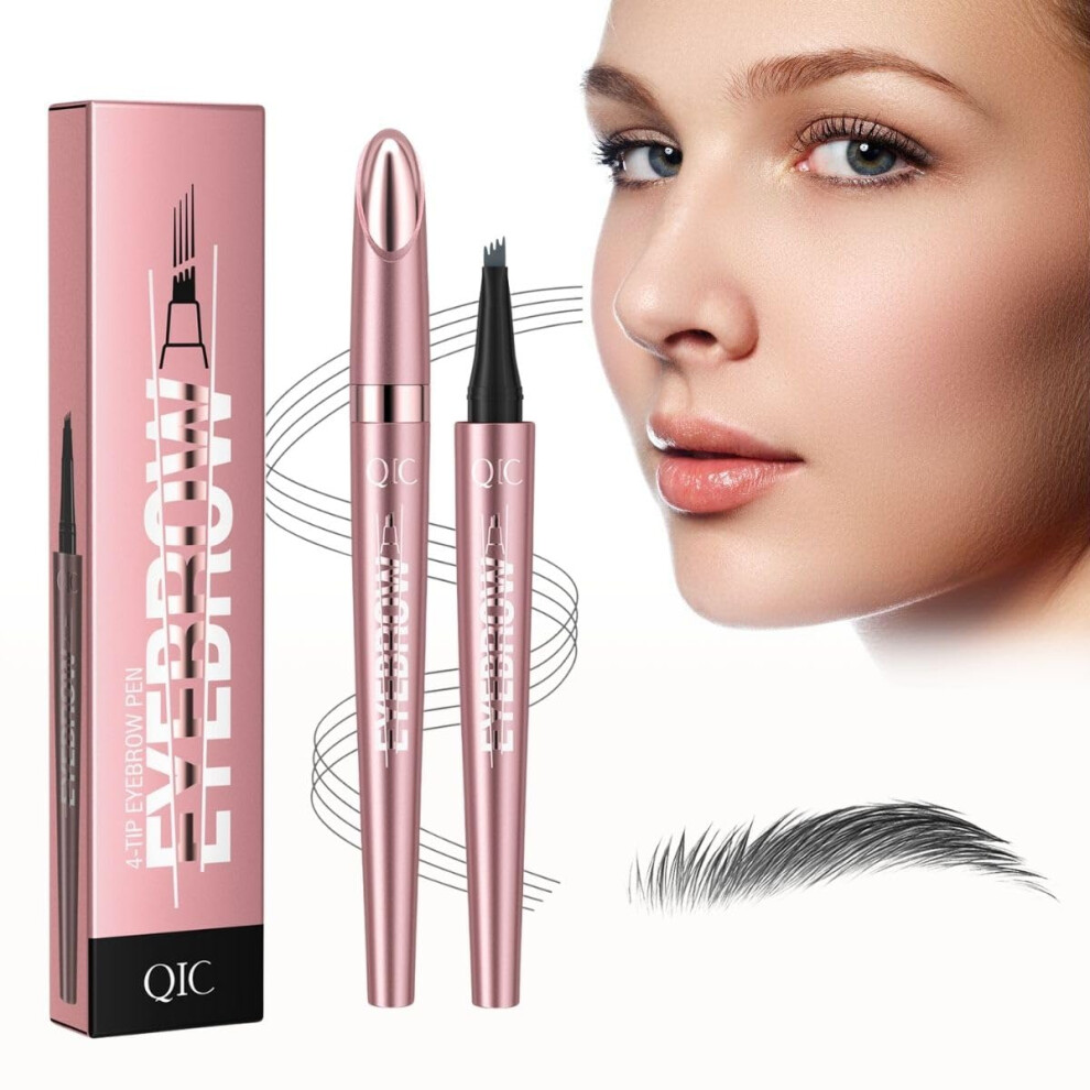 Gray 2 Pack Microblading Eyebrow Pencil Waterproof 4Tip Microblade Pen For Natural Longlasting Brows