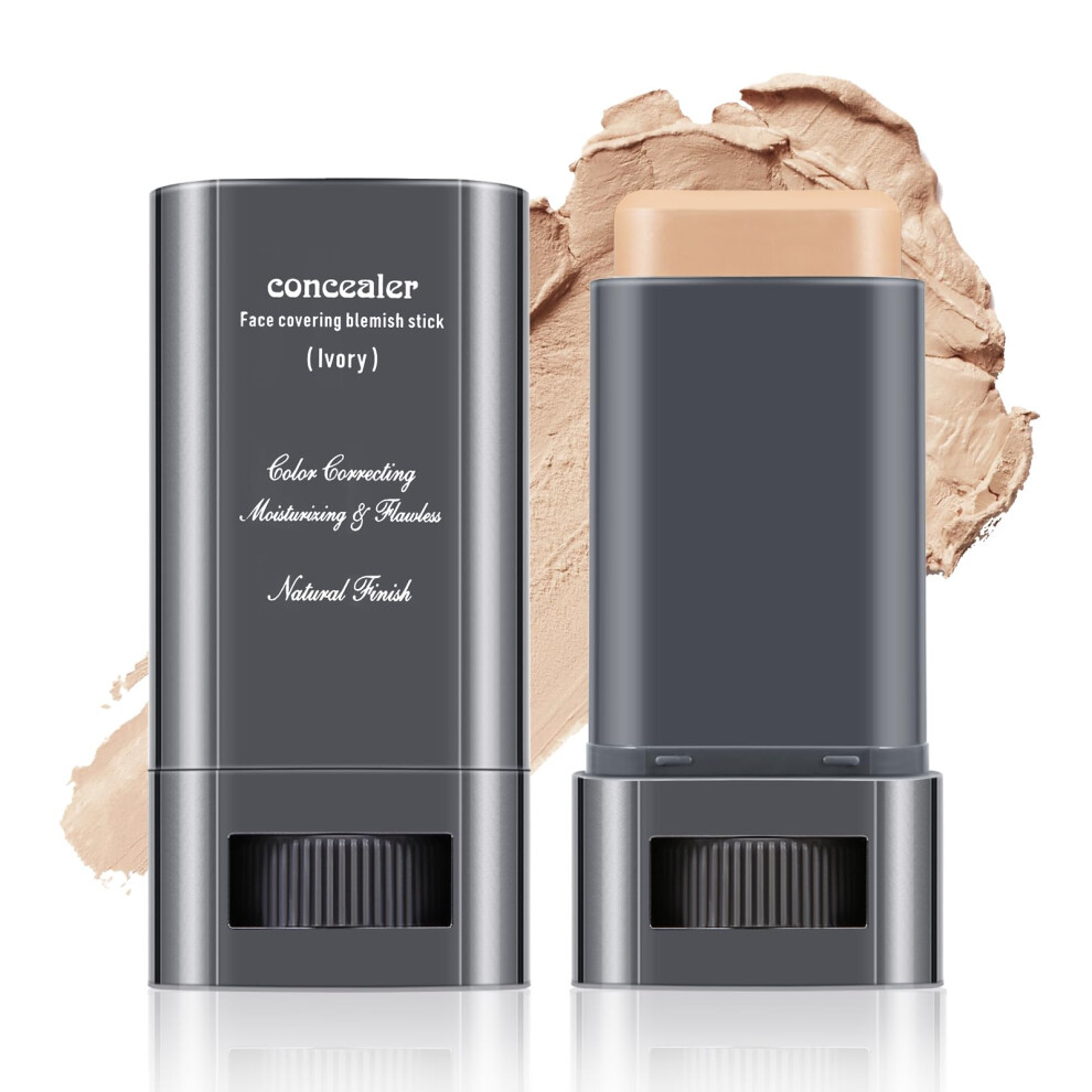 Full Coverage Concealer Stick, Long Lasting Waterproof Cream for Dark Circles and Blemish Coverage, 1.06oz
