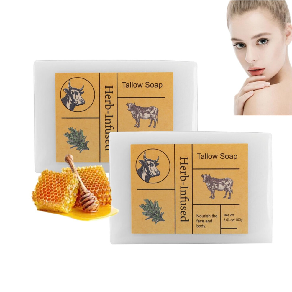 Beef Tallow Soap Bar 2PCS â Grass Fed Natural Formula for Deep Moisture Cleansing Face and Body