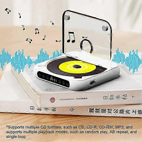 (White)KC-918 CD Player with LCD Screen Portable Bluetooth Speaker Audio Repeater for Home Car 1
