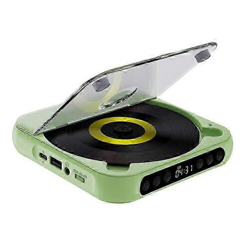 (Green)KC-918 CD Player with LCD Screen Portable Bluetooth Speaker Audio Repeater for Home Car
