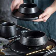26Piece Matte Black Ceramic and Stoneware Dinnerware Set for 6, Elegant Glaze Plates Bowls Mugs