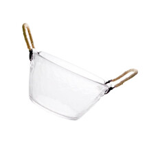 Large Glass Serving Bowl with Handles, Elegant Clear Design for Salad, Dessert and Noodles