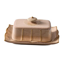 Vintage Ceramic Butter Dish with Lid, Countertop Butter Keeper for Kitchen, EasyClean Plate