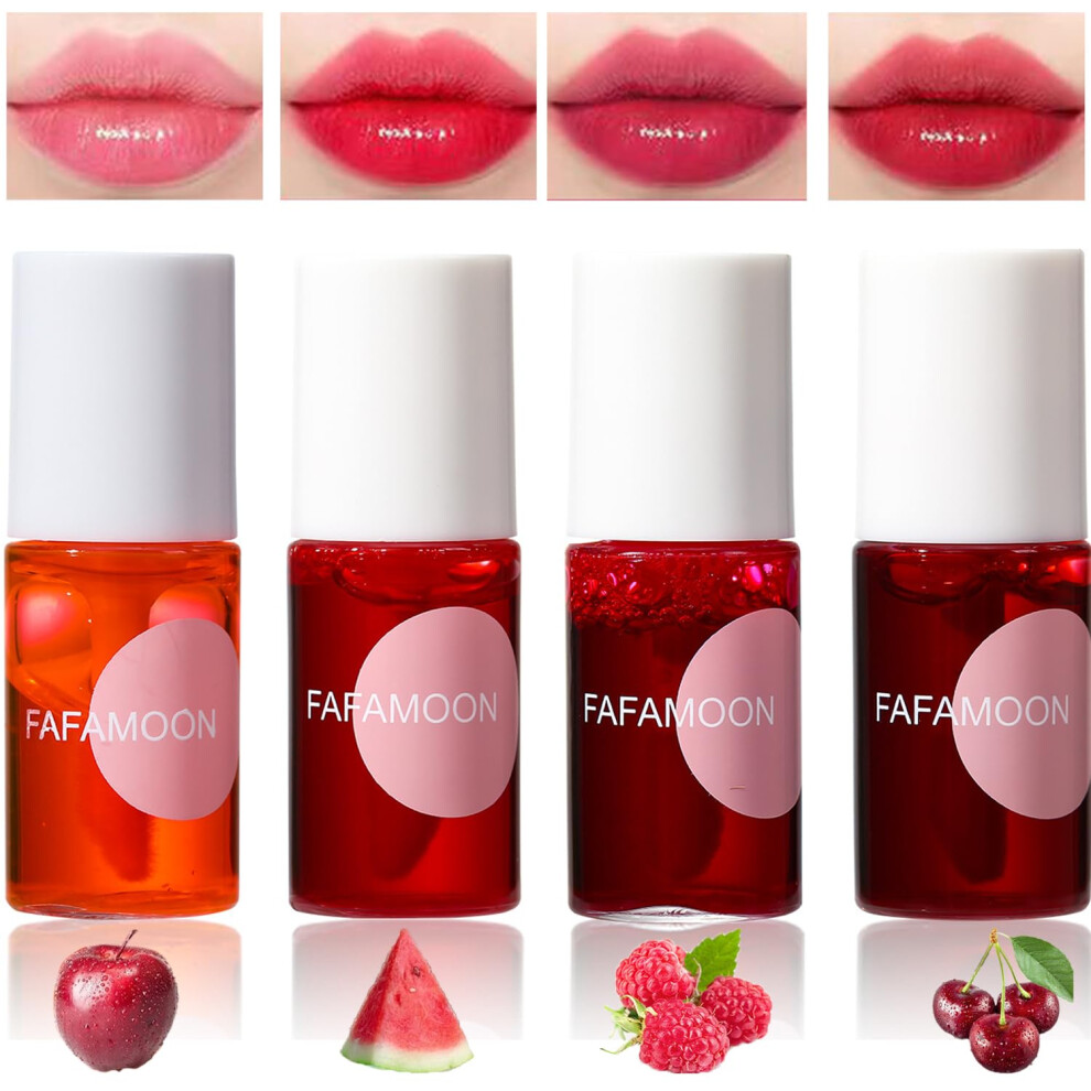 4PCS Korean Lip Tint Set, 3 in 1 Long Lasting Moisturizing Lip and Cheek Stain, Mini Vivid Gloss Collection