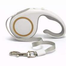 Retractable Dog Lead, 5M/16FT with Strong Nylon Tape Duty Extendable Dog Leads.360°Tangle-Free with Lock Button Leash with Anti-Slip Handle (White)