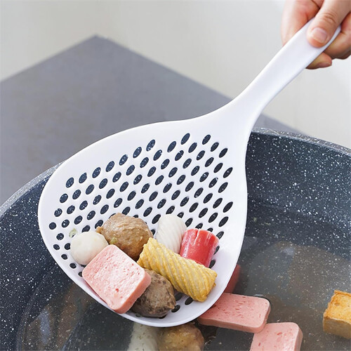 Skimmer Ladle Large Capacity PP Plastic Kitchen Strainer Spoon with Fine Mesh for Cooking 2