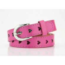 (105CM, Rose Red) Women's Fashion Heart-shaped Eyelet Belt Dress Waist Decoration Pu Leather Waistband