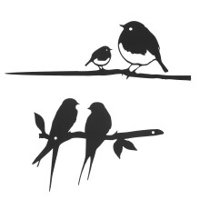 2Stk Schwarze Metall Vogelskulptur Wand- Und Garten Kunst Am Ast