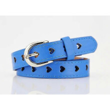 (105CM, royal blue) Women's Fashion Heart-shaped Eyelet Belt Dress Waist Decoration Pu Leather Waistband