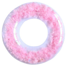 Adult Pool Float Thickened PVC Inflatable Swim Ring LeakProof Transparent Pink for Beach and Pool