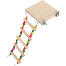 Handmade Wooden Bird Step Ladder Toy with Platform for Budgie Play