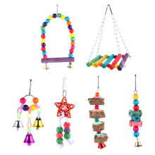 14Pcs Wooden Cotton Rope Bird Swing Toys for Parrots Conures Budgies