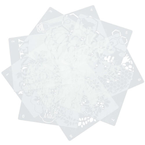 9Pcs Pet Painting Stencils Bee Pattern for DIY Crafts White Reusable