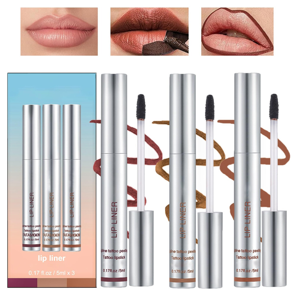 Peel Off Lip Stain Set Waterproof Longlasting Matte Finish Transferproof Tint with Lip Liner
