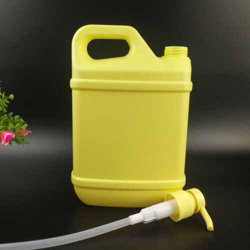 2Pcs Yellow Press Type Liquid Bottles with Spring Pump Large Opening 2