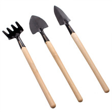 1Set Durable Mini Garden Tools with Wood Handles Black for Indoor Use