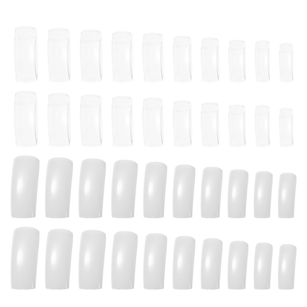 Villcase 1000Pcs Transparent Nail Tips French Style Semi-Stick False Nail Tips
