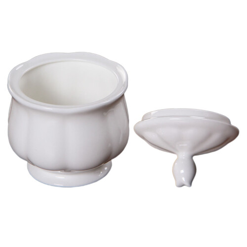 1Pc White Ceramic Sugar Canister Multipurpose Kitchen Storage Jar