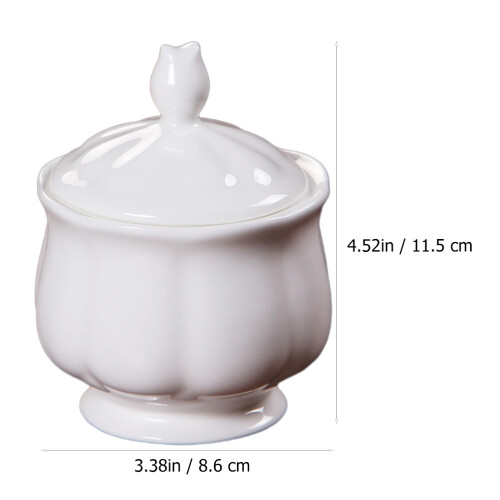 1Pc White Ceramic Sugar Canister Multipurpose Kitchen Storage Jar 2