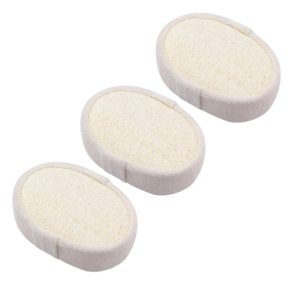 Happyyami Beige 3Pcs Loofah Bath Brush Soft Exfoliating Back Scrubber For Skin