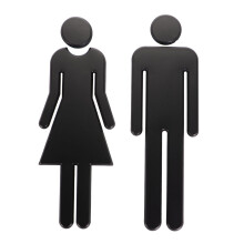 1Set Black ABS Bathroom Sign Men and Women Toilet Symbol for Wall Use