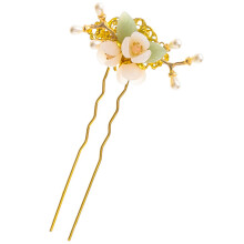 Flower Pearl Hair Fork Chignon Stick Ancient Chinese Bun Pin