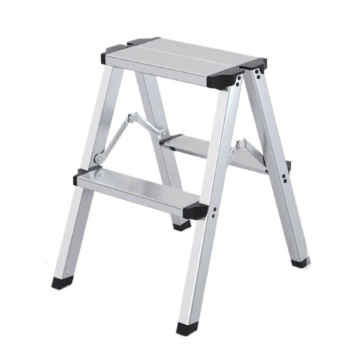 Folding Step Stool 2 Step Lightweight Aluminum Ladder with AntiSlip Design for Home Kitchen