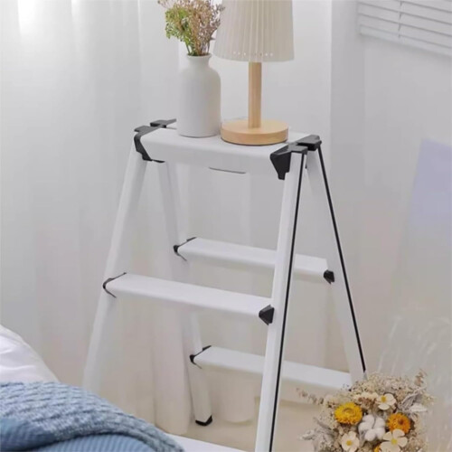 Folding Step Stool 2 Step Lightweight Aluminum Ladder with AntiSlip Design for Home Kitchen 2