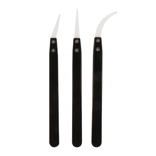 3Pcs Black Ceramic Tweezers Precision Insulation Heat Resistant Set 1