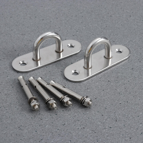 2Pcs Silver Stainless Steel U Shaped Ceiling Mount Hooks Durable 2