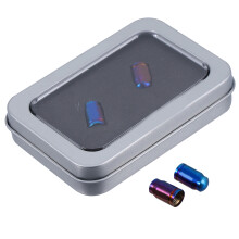 2Pcs Blue Titanium Alloy Bike Tire Caps Durable Air Nozzle Covers