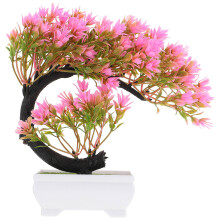 5Pcs Pink Artificial Flower Tree Fake Bonsai Desktop Plant Decor