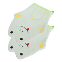 2Pcs Assorted Color Cotton Bath Gloves Dual-Use Cartoon Shower Towels