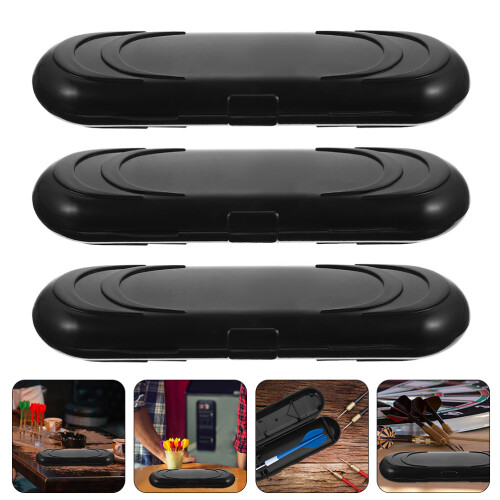 3Pcs Plastic Darts Case Portable Storage Box Lightweight Black Holder 1