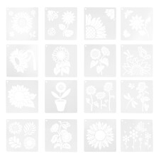 1Set White Pet Sunflower Stencils for Painting Crafts Walls Wood Decor