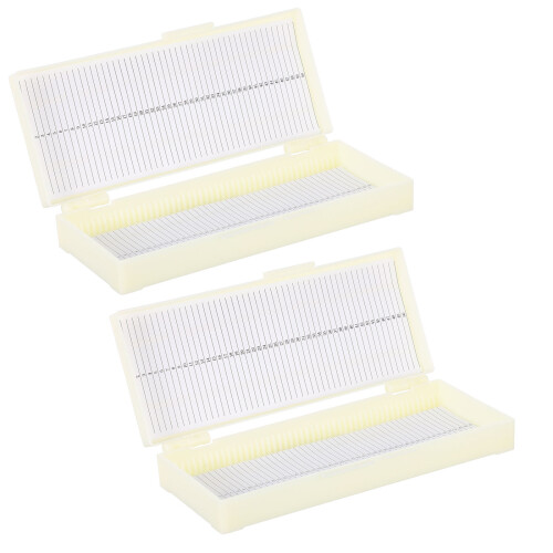 2Pcs Durable ABS Slide Storage Box for Microscope Slides Beige 1