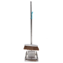 2Sets Silver Stainless Steel Broom and Dustpan Set for Home Cleaning