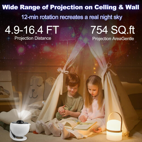Galaxy Projector with 13 Space Scene Slides, 360 Rotating Star Projector for Bedroom with Timer 2